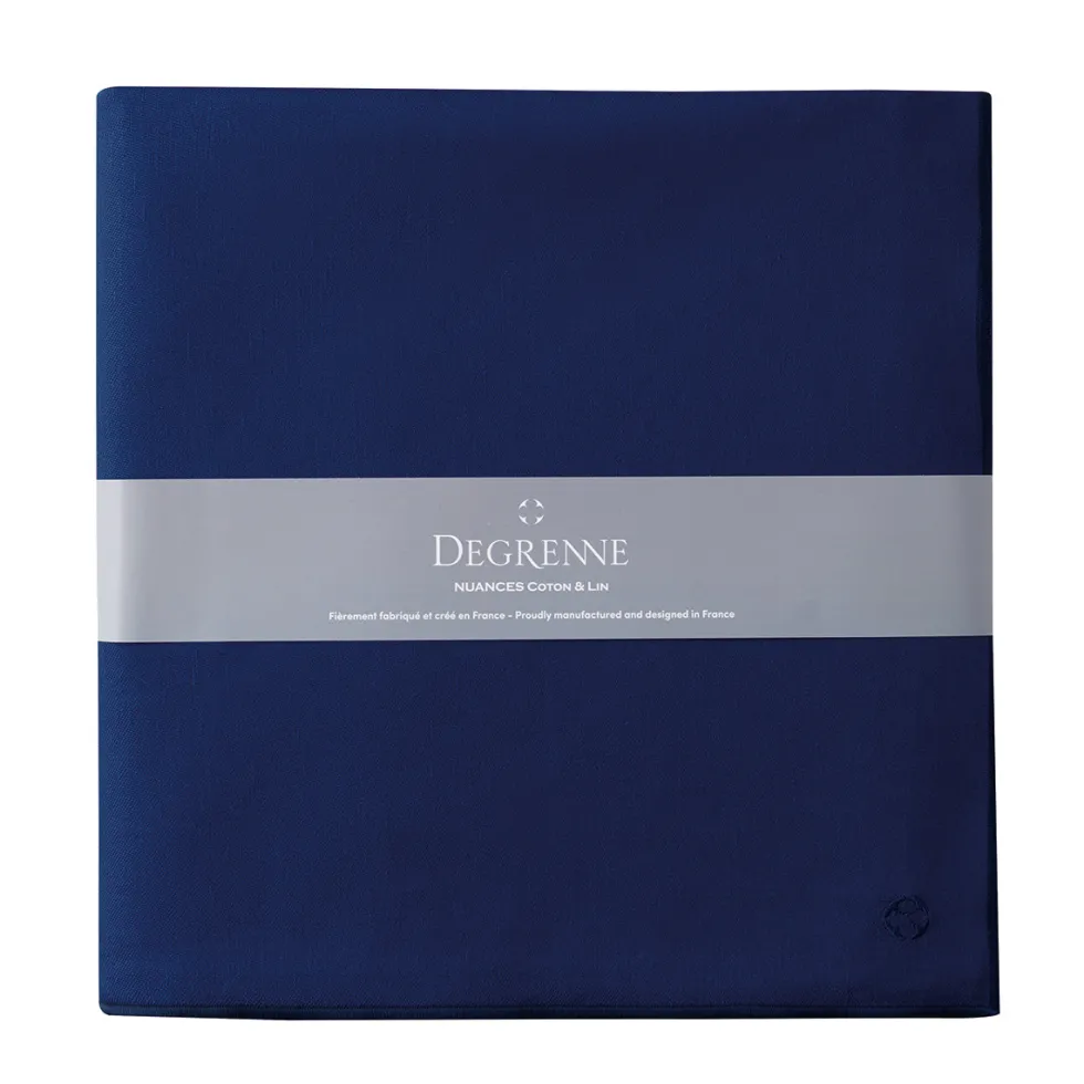 NUANCES COTON & LIN BLEU ROY Nappe carrée 180 x 180 cm