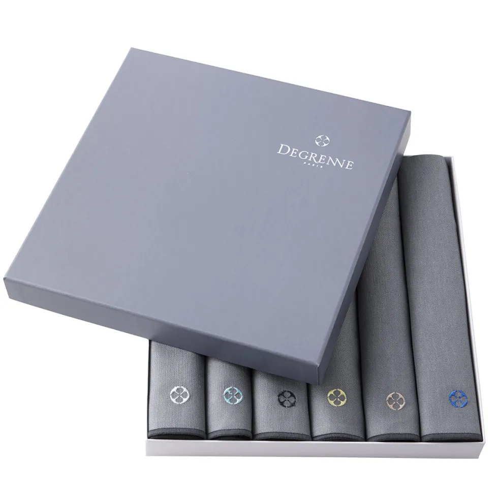 NUANCES COTON & LIN GRIS Coffret 6 serviettes 50 x 40 cm