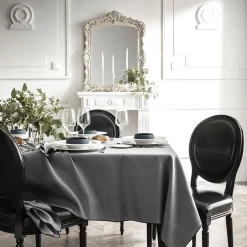 NUANCES COTON & LIN GRIS DEGRENNE Nappe rectangulaire 180 x 250 cm