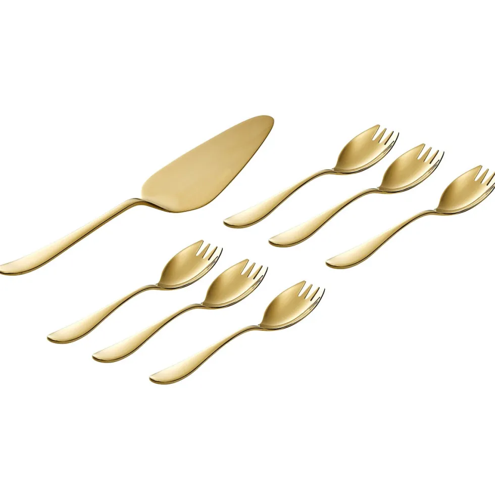 ONDE GOLD Coffret 6 fourchettes à gâteaux et pelle à tarte