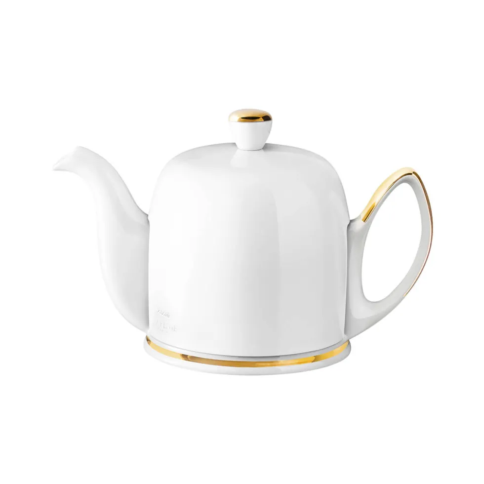 SALAM OR Theiere salam 4 tasses corps blanc et or cloche blanche
